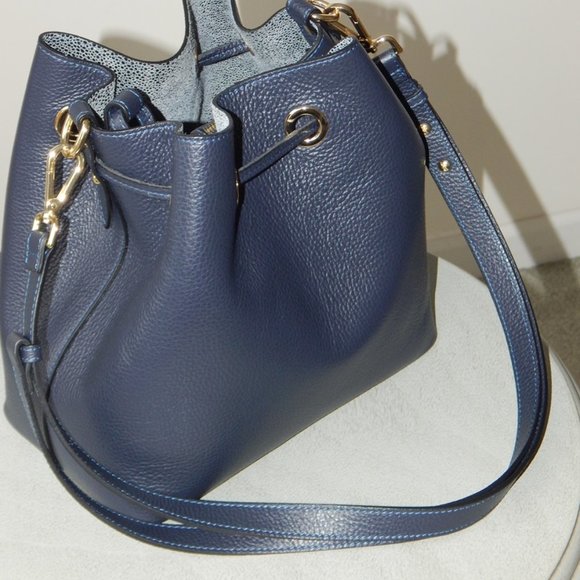 Valentino by Mario Valentino Karl Medallion Leather Bucket Bag VA2865 Authentic - Picture 8 of 16